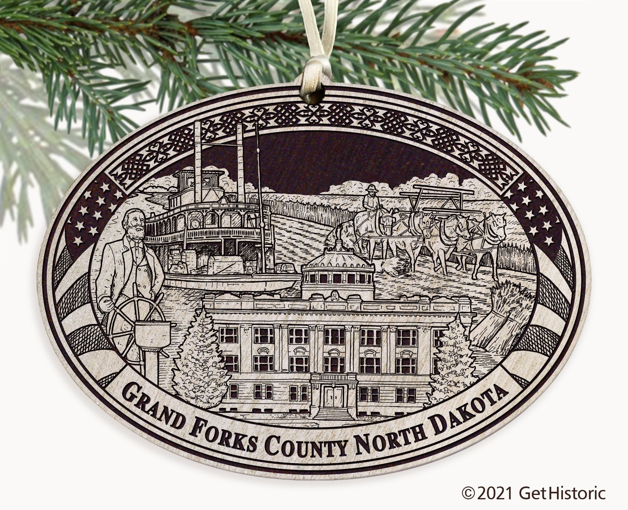 Grand Forks County North Dakota Engraved Ornament
