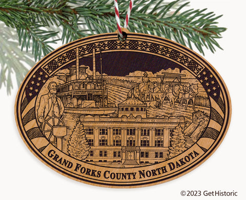 Grand Forks County North Dakota Engraved Natural Ornament