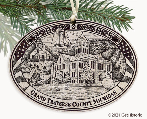 Grand Traverse County Michigan Engraved Ornament