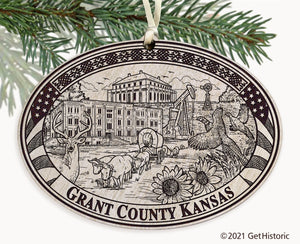 Grant County Kansas Engraved Ornament