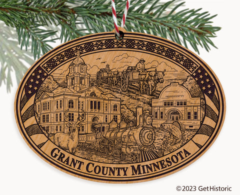 Grant County Minnesota Engraved Natural Ornament