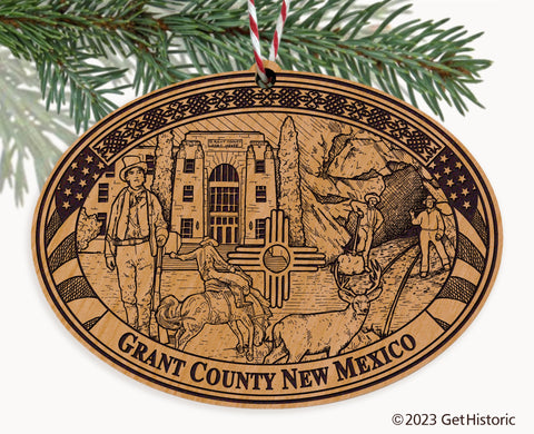 Grant County New Mexico Engraved Natural Ornament