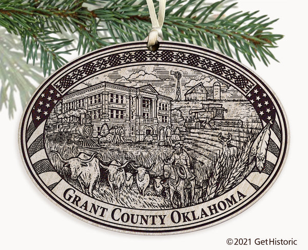 Grant County Oklahoma Engraved Ornament