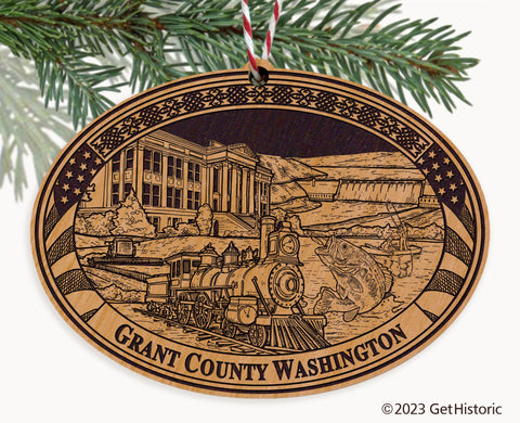 Grant County Washington Engraved Natural Ornament