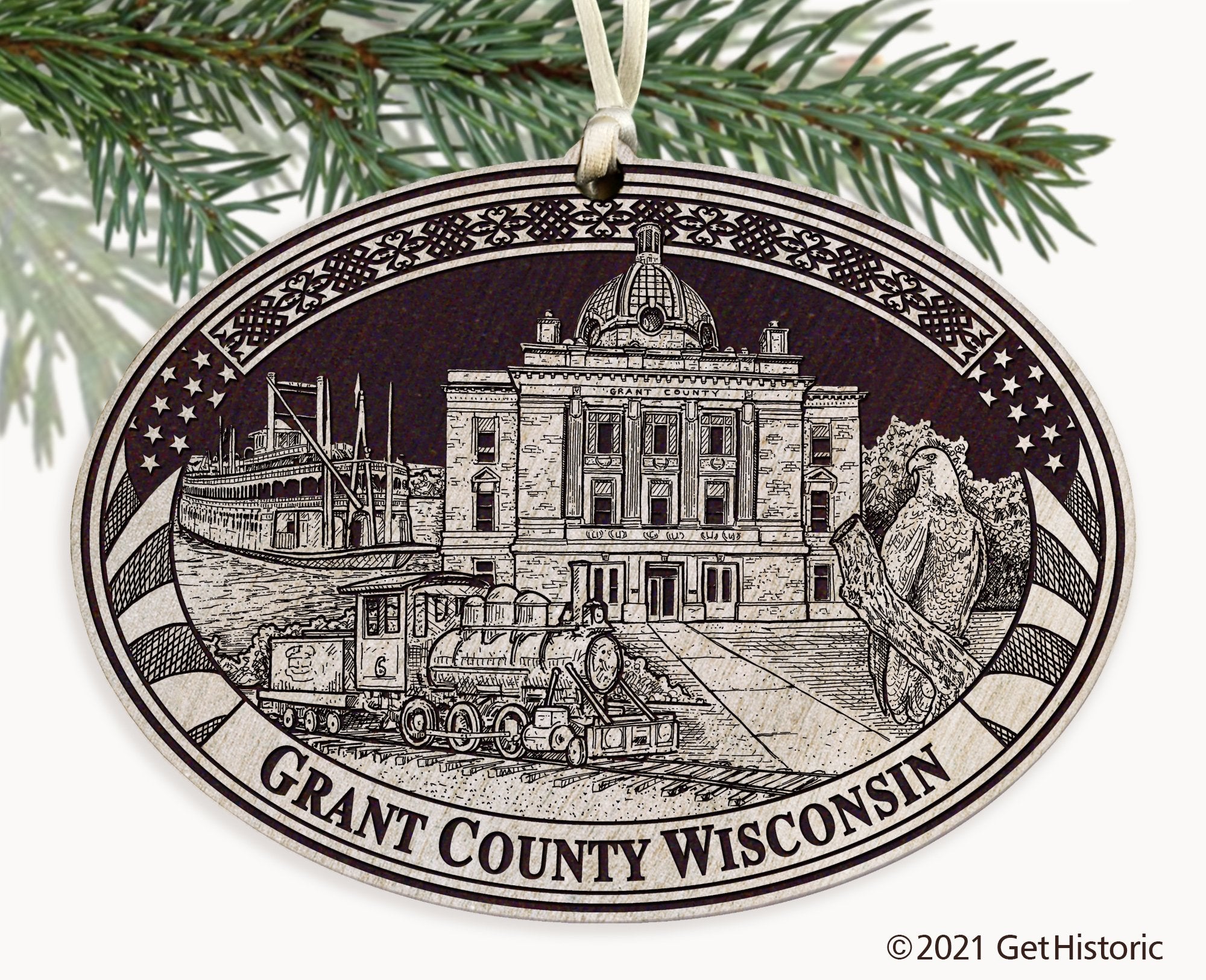 Grant County Wisconsin Engraved Ornament