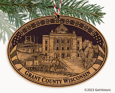 Grant County Wisconsin Engraved Natural Ornament