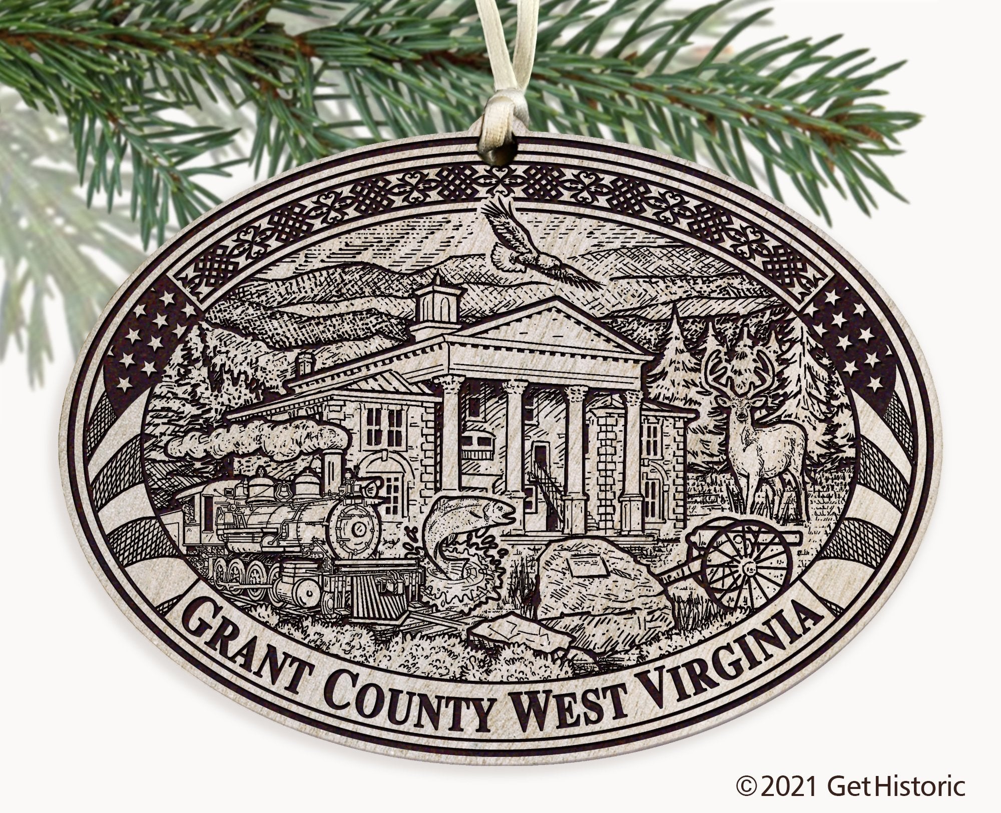 Grant County West Virginia Engraved Ornament