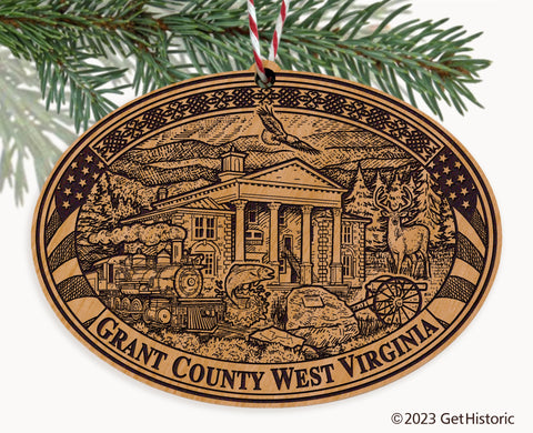 Grant County West Virginia Engraved Natural Ornament