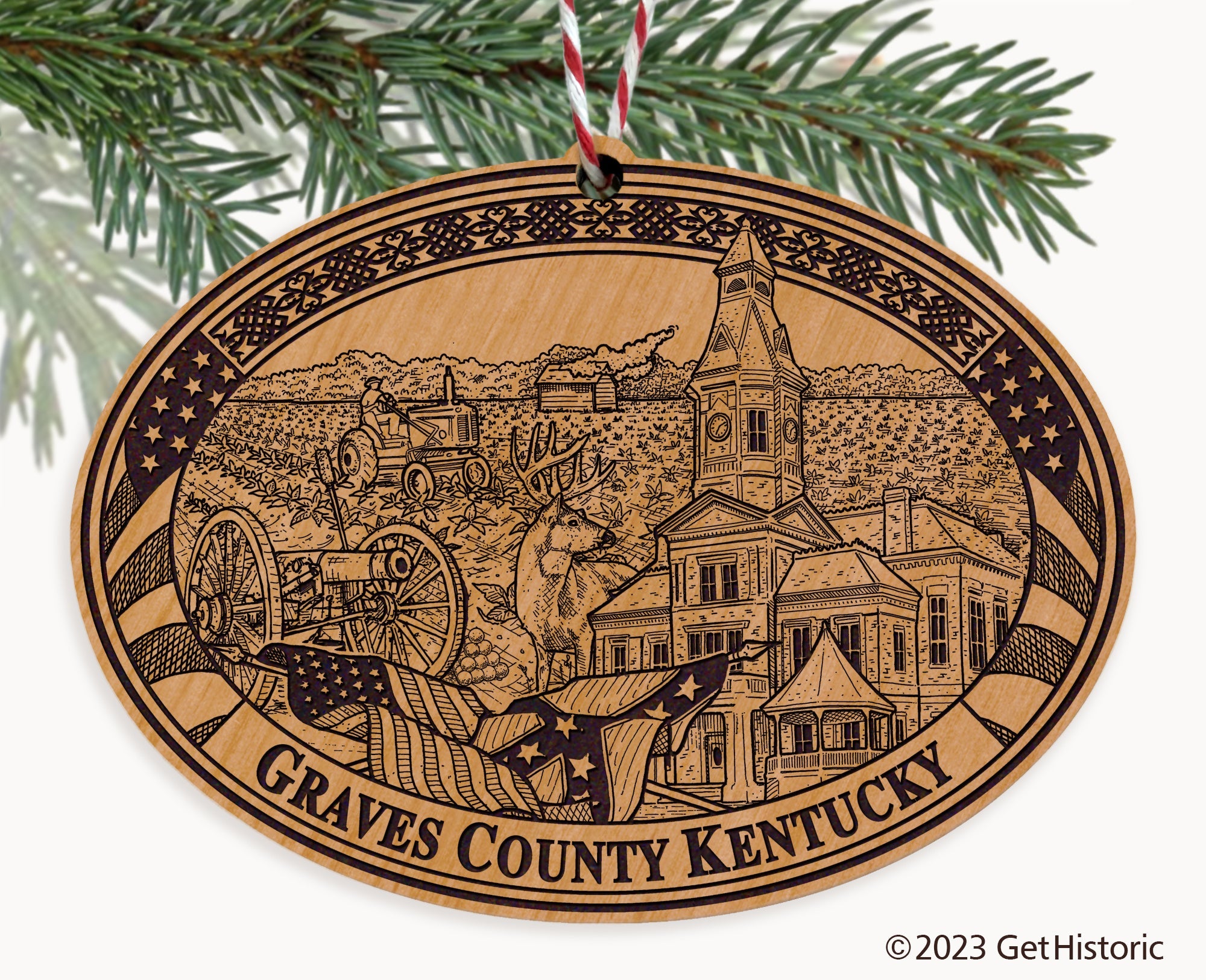 Graves County Kentucky Engraved Natural Ornament