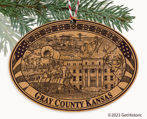 Gray County Kansas Engraved Natural Ornament