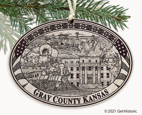 Gray County Kansas Engraved Ornament