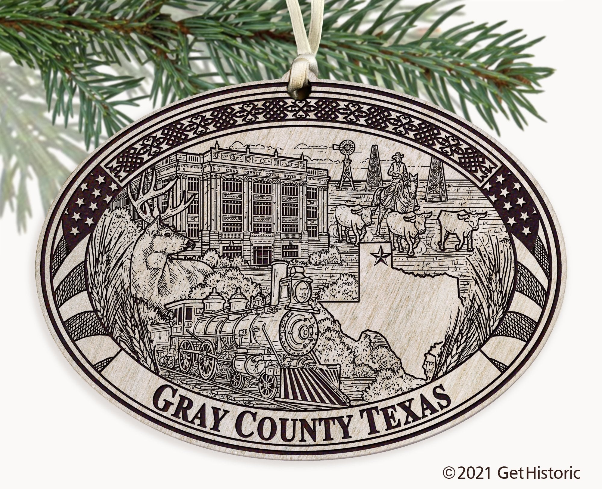 Gray County Texas Engraved Ornament