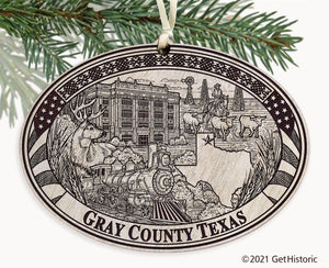 Gray County Texas Engraved Ornament
