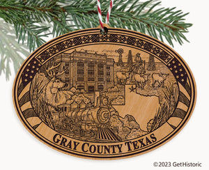 Gray County Texas Engraved Natural Ornament