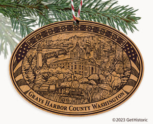 Grays Harbor County Washington Engraved Natural Ornament