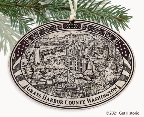 Grays Harbor County Washington Engraved Ornament