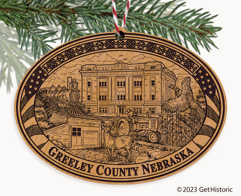 Greeley County Nebraska Engraved Natural Ornament
