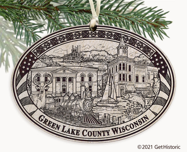 Green Lake County Wisconsin Engraved Ornament