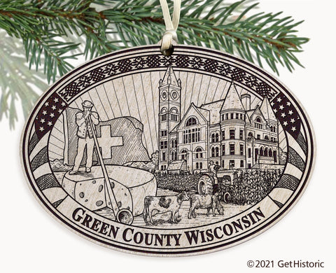 Green County Wisconsin Engraved Ornament