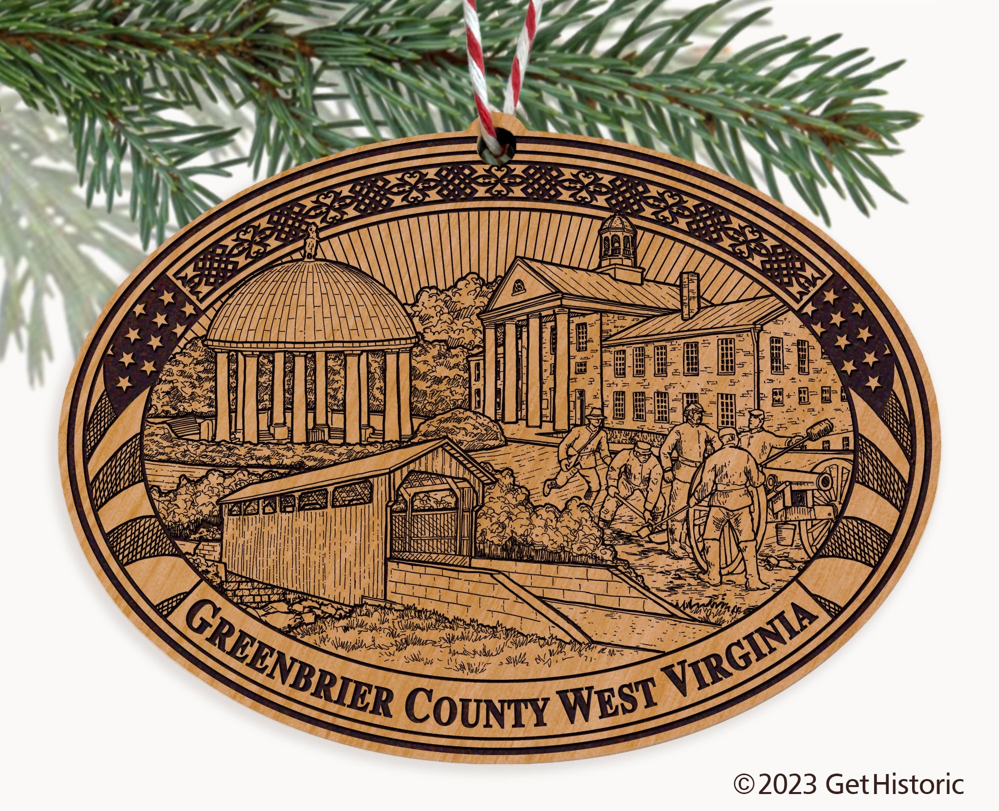 Greenbrier County West Virginia Engraved Natural Ornament