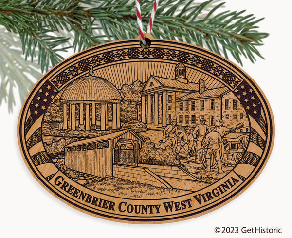 Greenbrier County West Virginia Engraved Natural Ornament