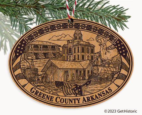 Greene County Arkansas Engraved Natural Ornament