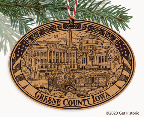 Greene County Iowa Engraved Natural Ornament