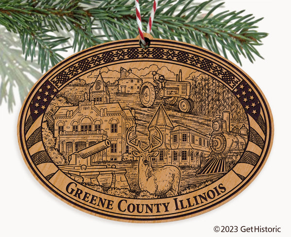 Greene County Illinois Engraved Natural Ornament