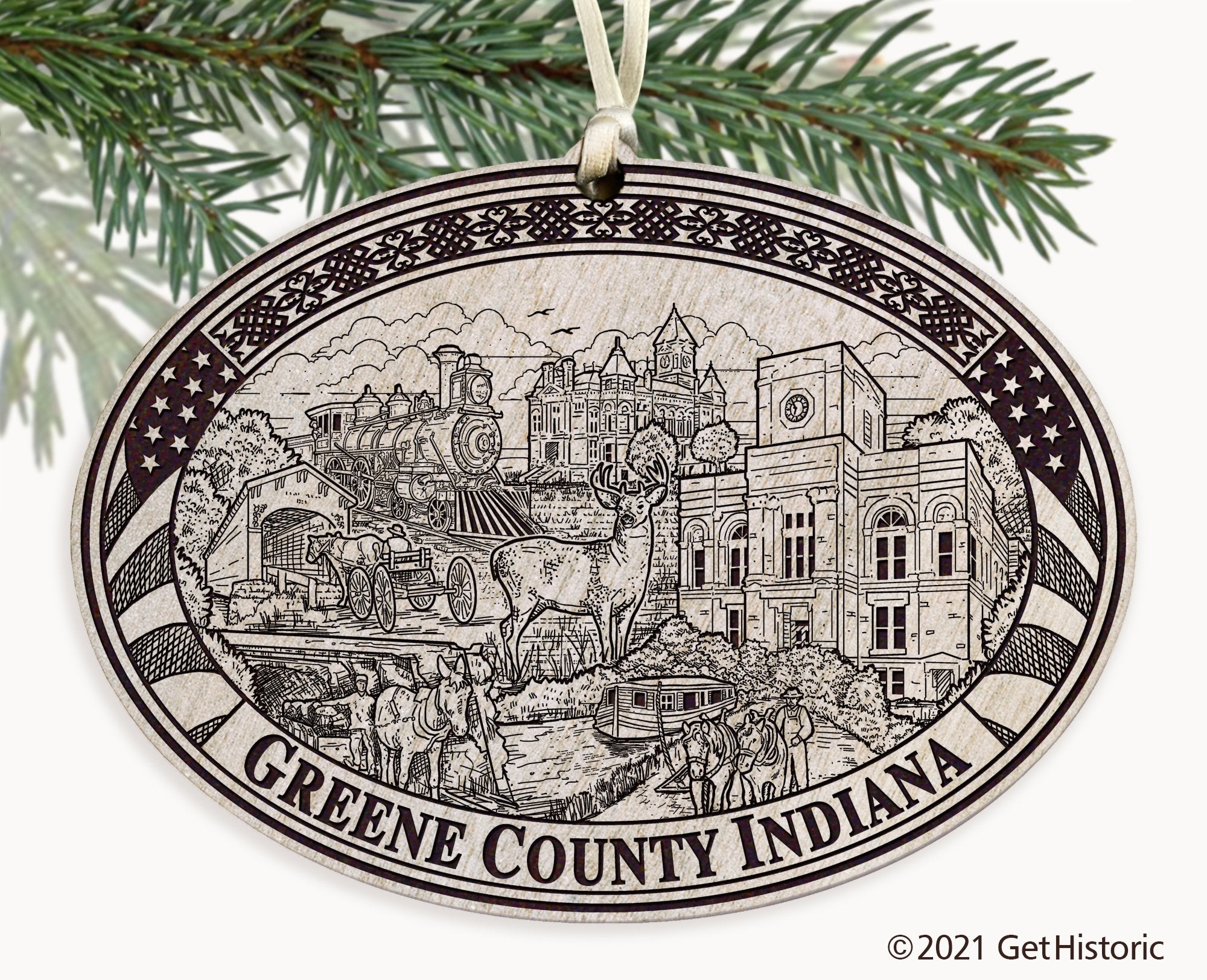 Greene County Indiana Engraved Ornament