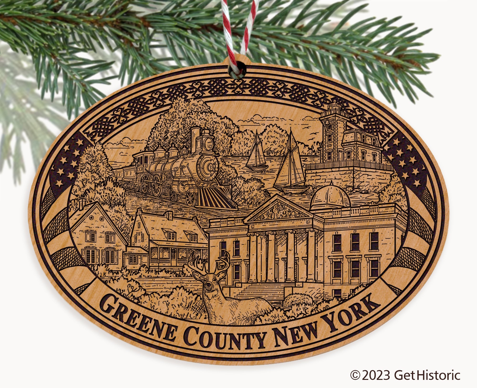 Greene County New York Engraved Natural Ornament