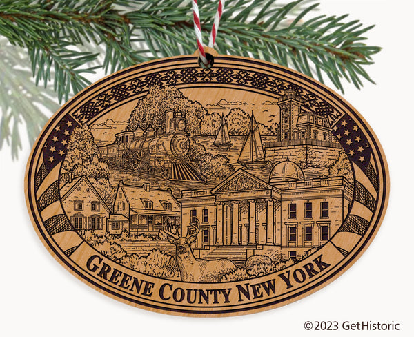 Greene County New York Engraved Natural Ornament