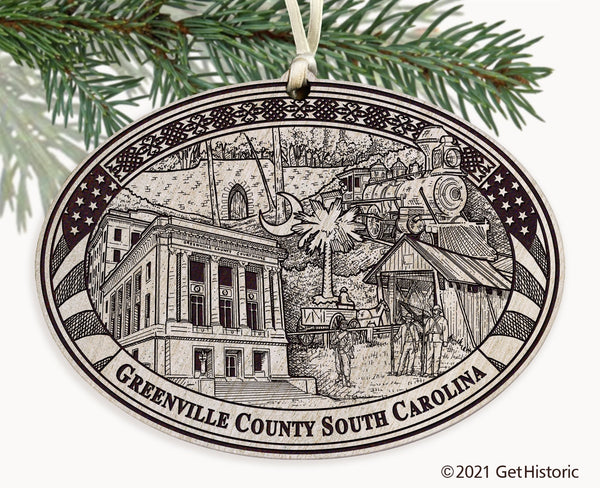 Greenville County South Carolina Engraved Ornament