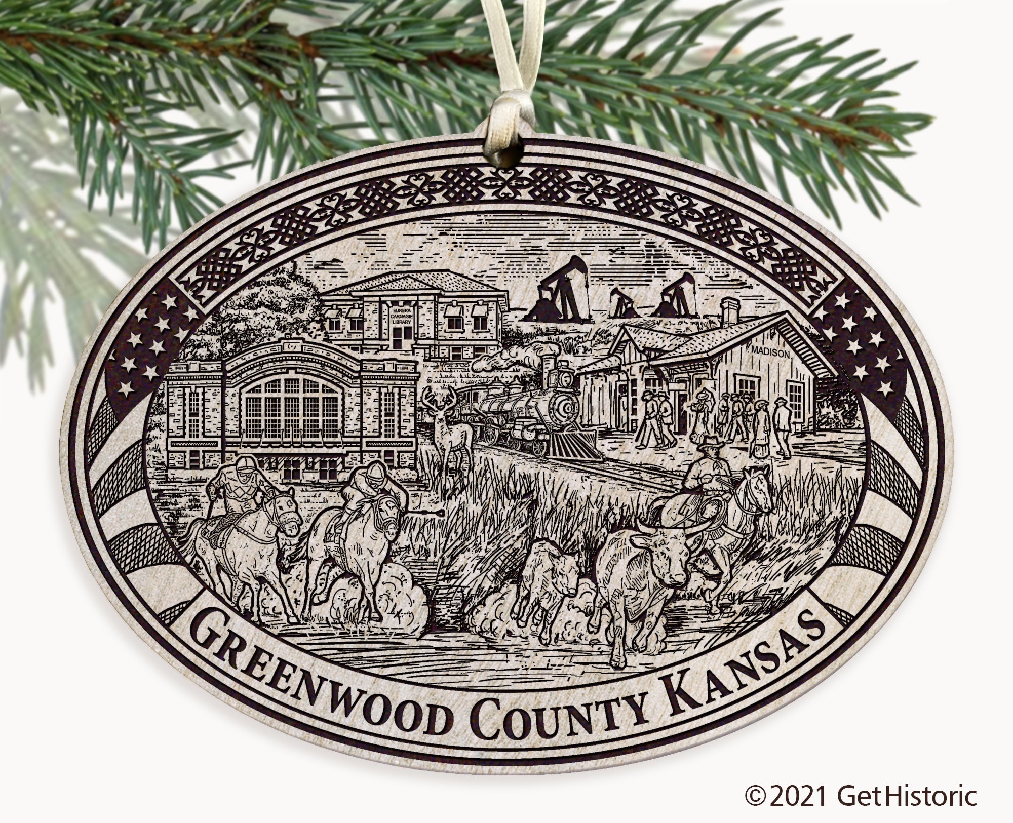 Greenwood County Kansas Engraved Ornament