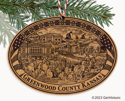 Greenwood County Kansas Engraved Natural Ornament