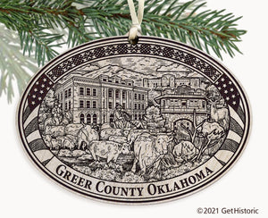 Greer County Oklahoma Engraved Ornament