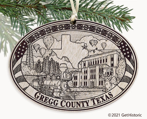 Gregg County Texas Engraved Ornament