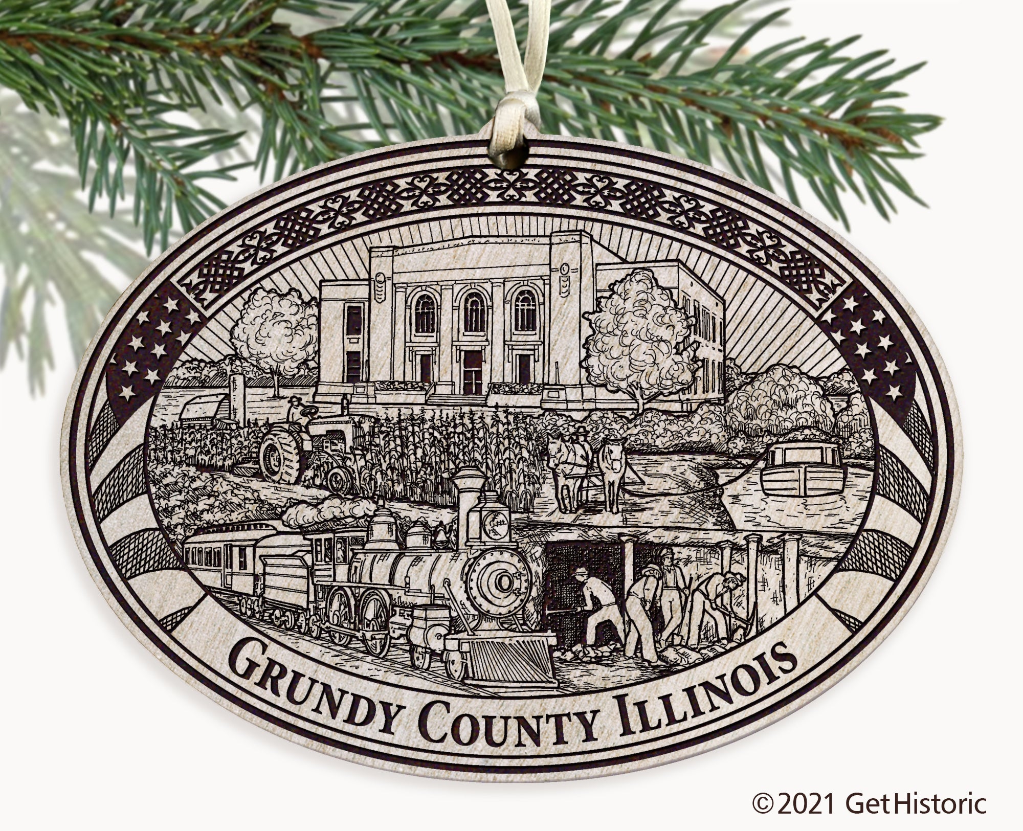 Grundy County Illinois Engraved Ornament