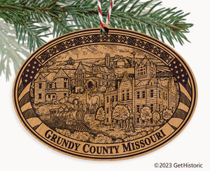 Grundy County Missouri Engraved Natural Ornament