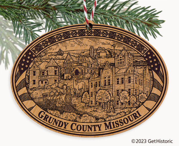 Grundy County Missouri Engraved Natural Ornament