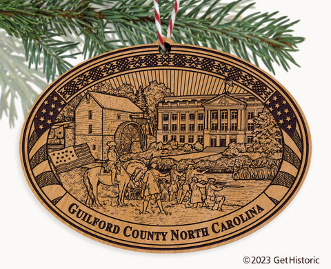Guilford County North Carolina Engraved Natural Ornament
