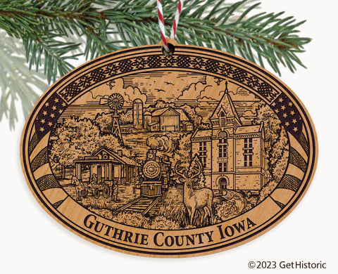 Guthrie County Iowa Engraved Natural Ornament