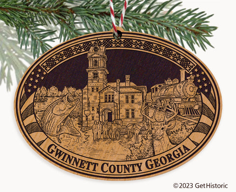 Gwinnett County Georgia Engraved Natural Ornament