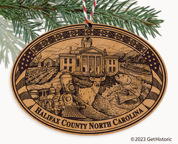 Halifax County North Carolina Engraved Natural Ornament