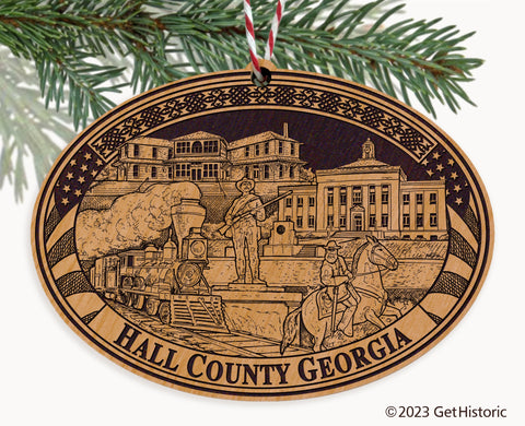 Hall County Georgia Engraved Natural Ornament