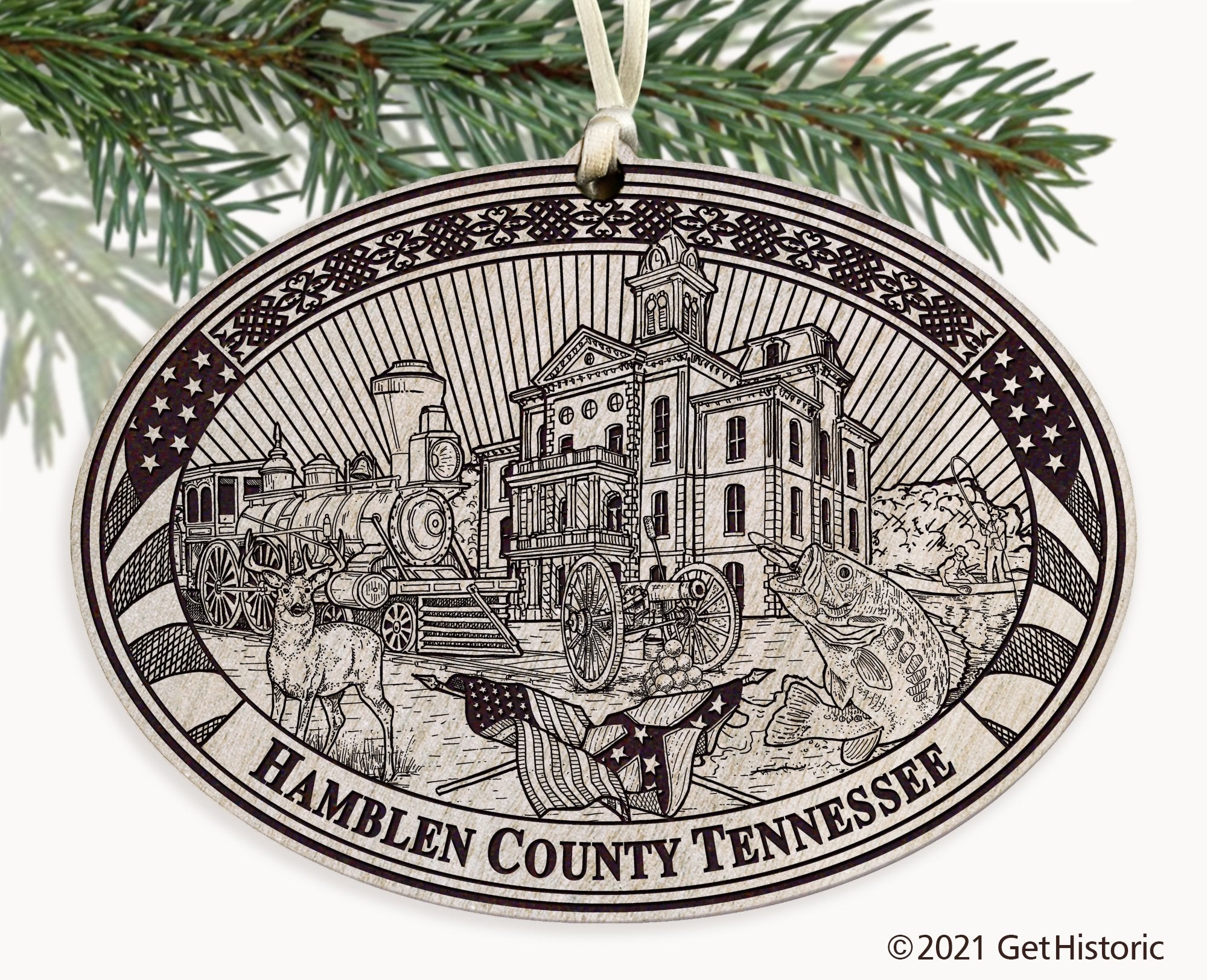Hamblen County Tennessee Engraved Ornament