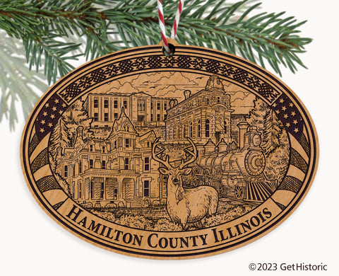 Hamilton County Illinois Engraved Natural Ornament