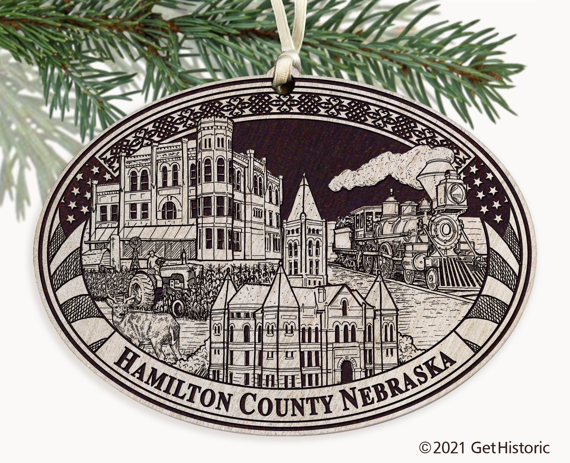 Hamilton County Nebraska Engraved Ornament