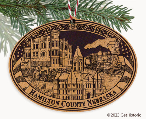 Hamilton County Nebraska Engraved Natural Ornament