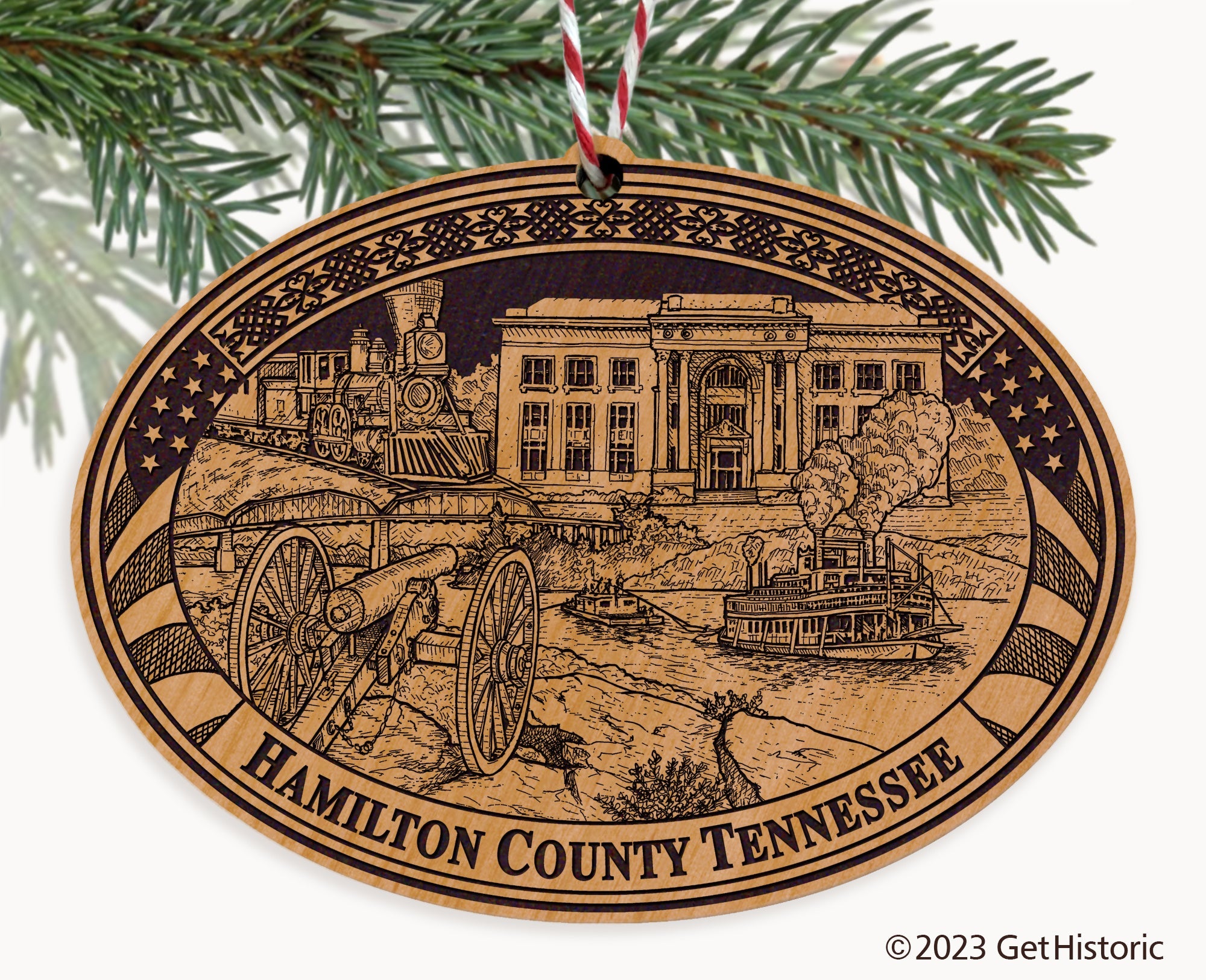 Hamilton County Tennessee Engraved Natural Ornament