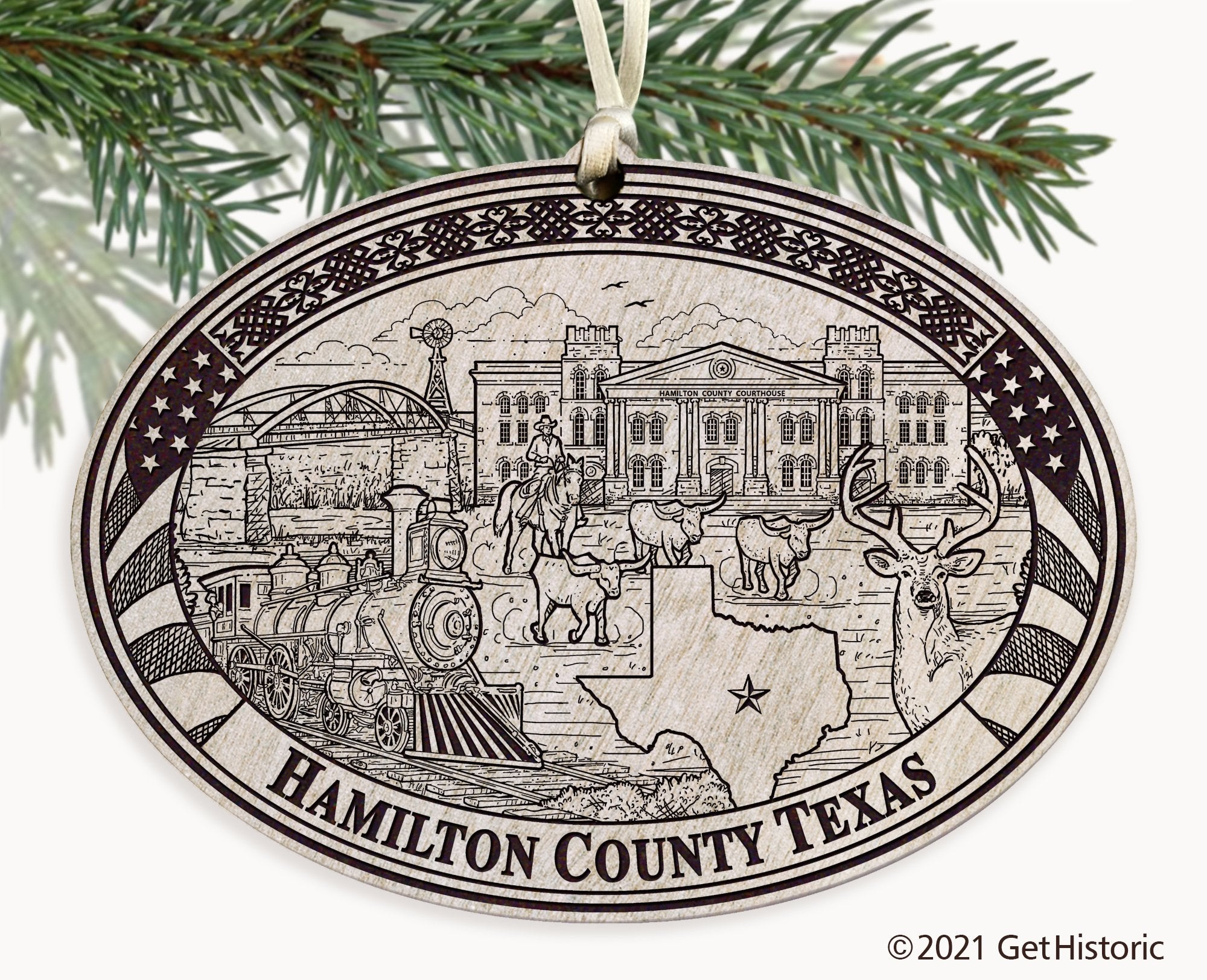 Hamilton County Texas Engraved Ornament